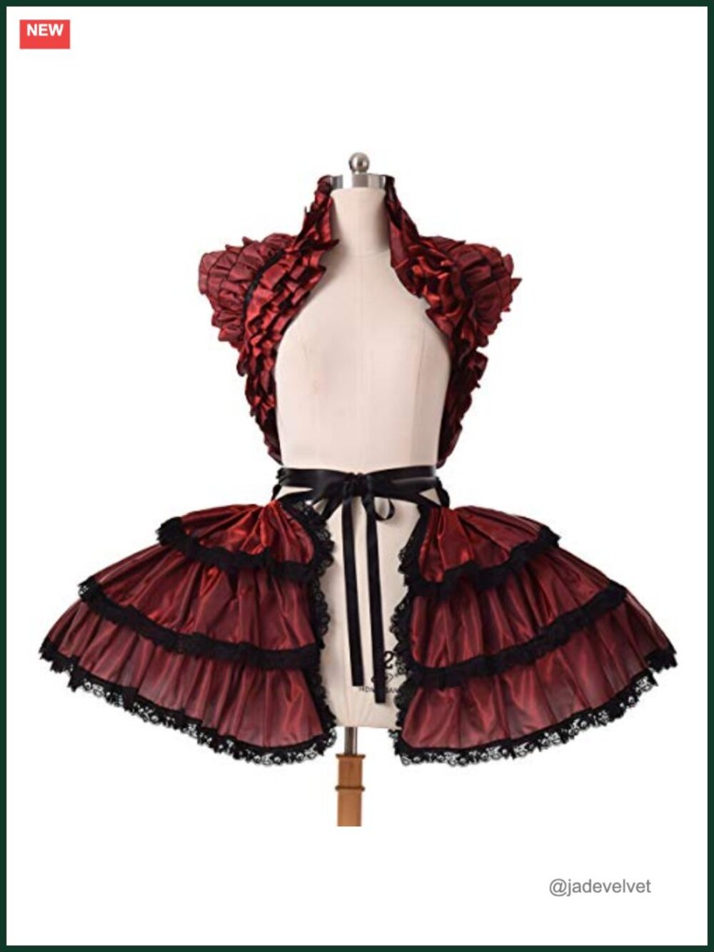 Satin Victorian Bustle Overskirt Shrug Set 2-Piece Ruffled Costume